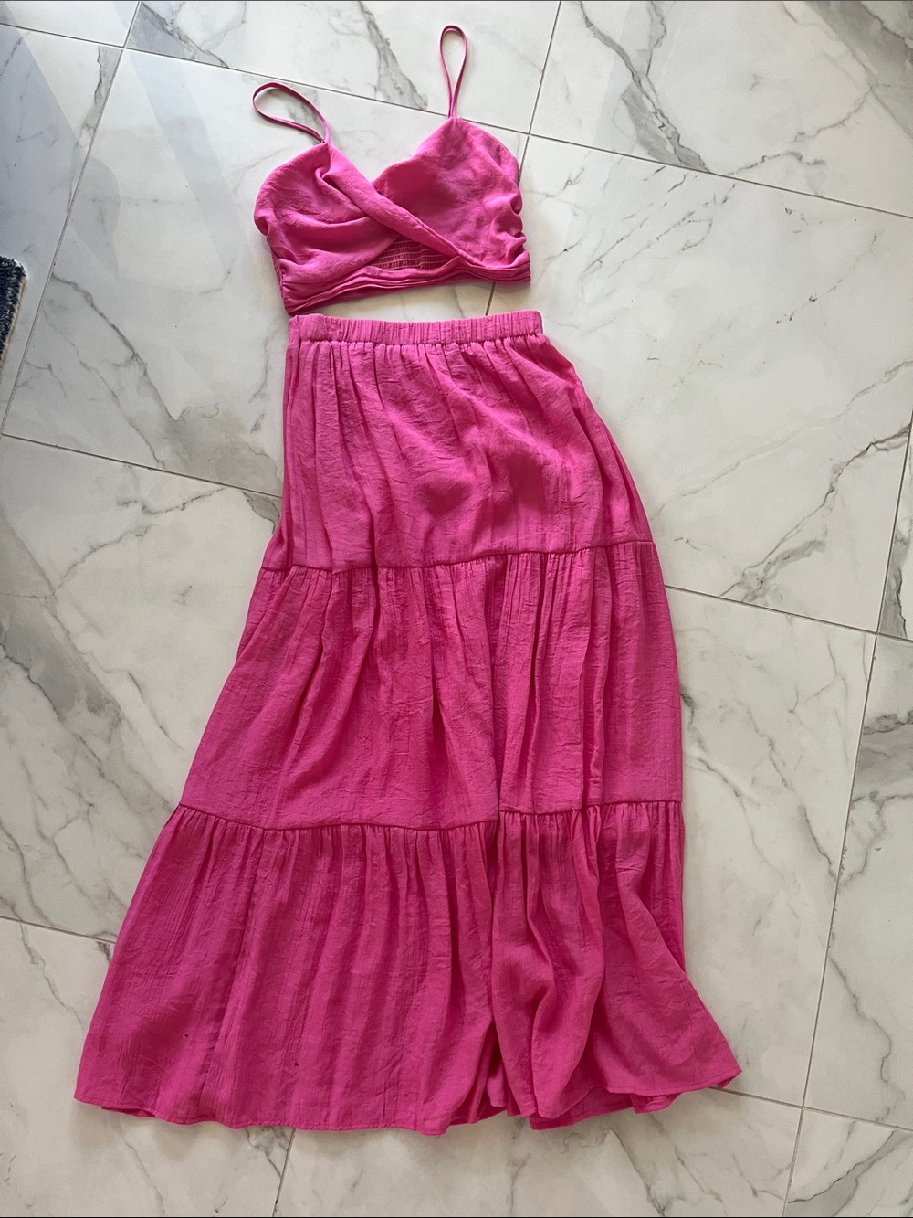 Womens Fuchsia Tiered Maxi Skirt - Unbranded